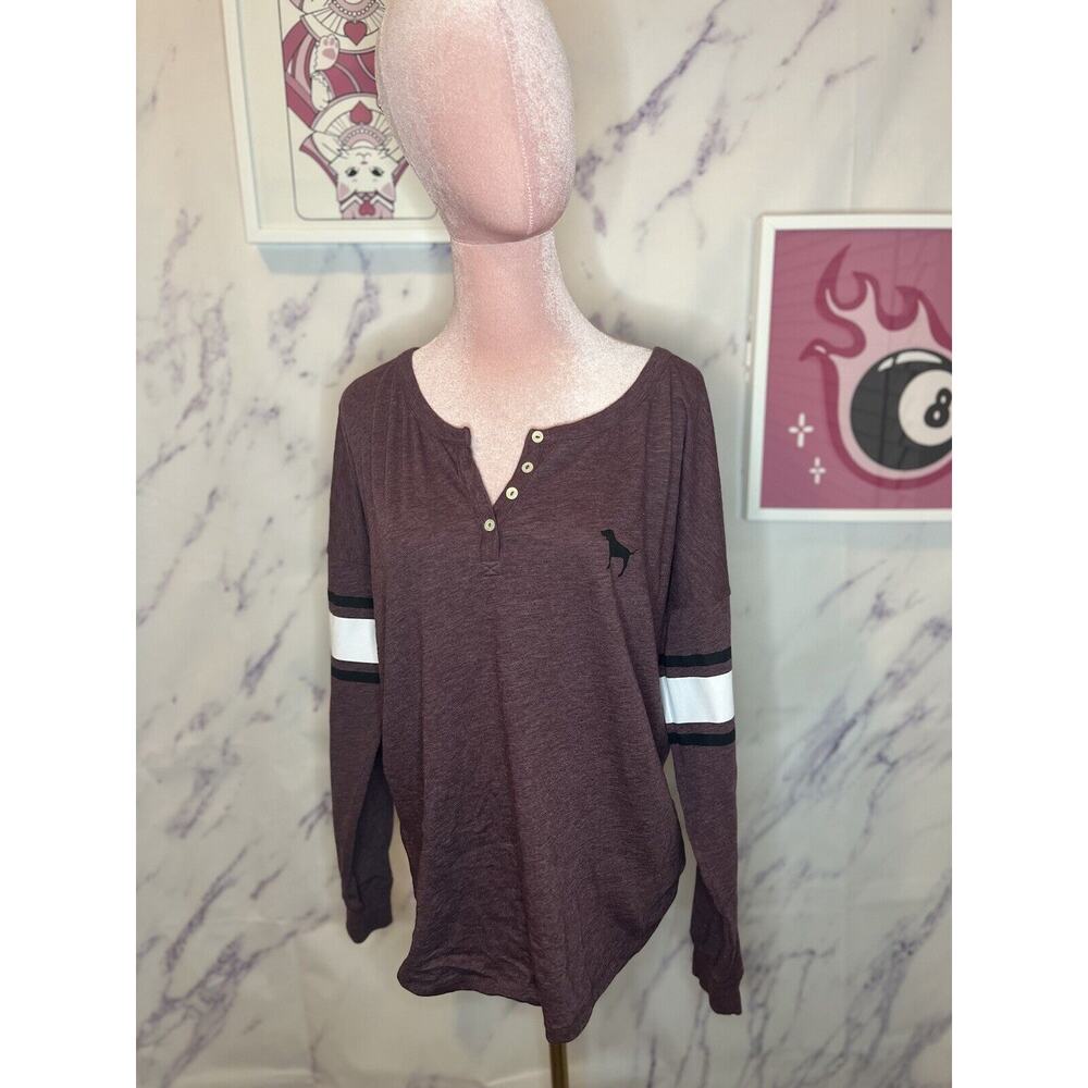 PINK Burgundy button up oversized long sleeve top sz M